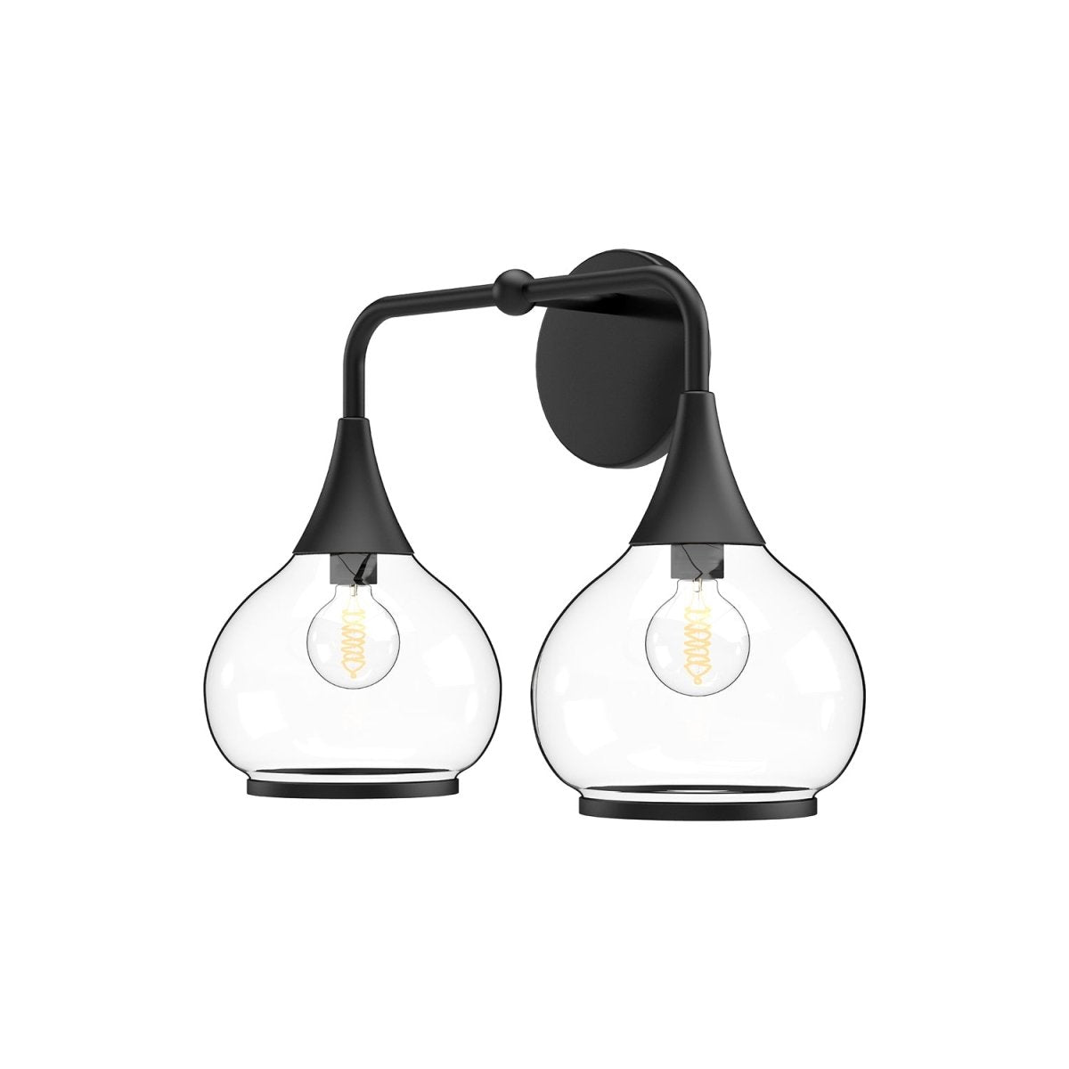 Luminaire de vanité Hazel - Verre transparent / noir mat 16 5/8" by Alora Lighting | Luminaires & cie