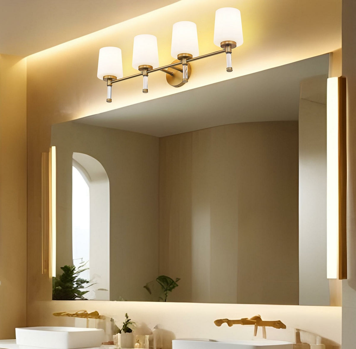 Luminaire de vanité Henri Or moderne, 32" – vue 7