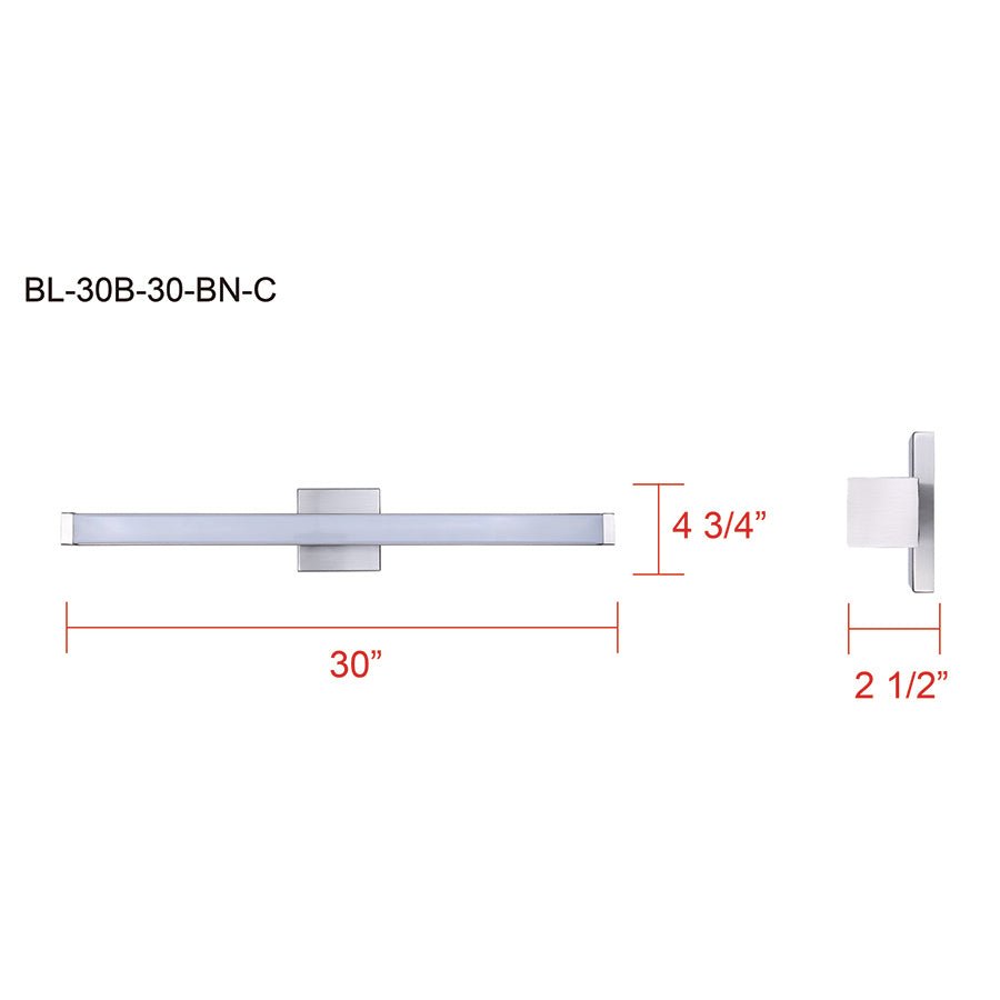 Luminaire de vanité Jonah - Nickel brossé 30" by Canarm | Luminaires & cie
