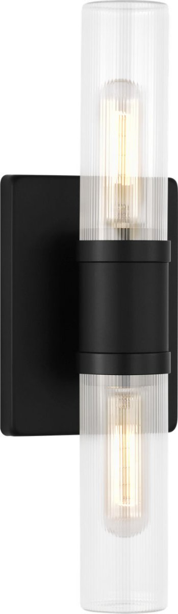 Luminaire de vanité Keaton - Noir minuit Transparent strié 16" by Visual Comfort Studio | Luminaires & cie
