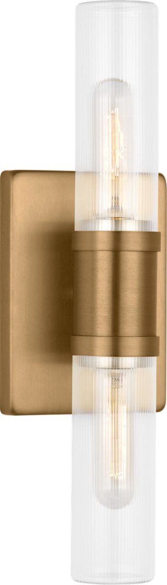 Luminaire de vanité Keaton - Laiton satiné Transparent strié 16" by Visual Comfort Studio | Luminaires & cie