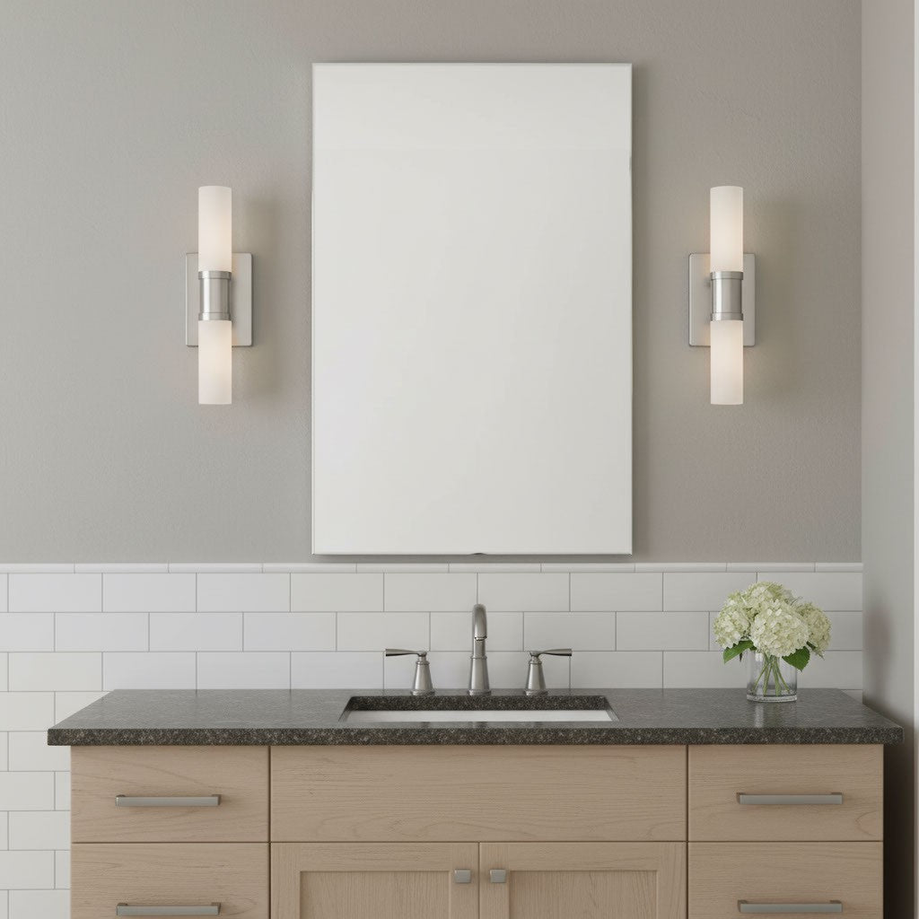Luminaire de vanité Keaton - Nickel brossé Transparent strié 30" by Visual Comfort Studio | Luminaires & cie