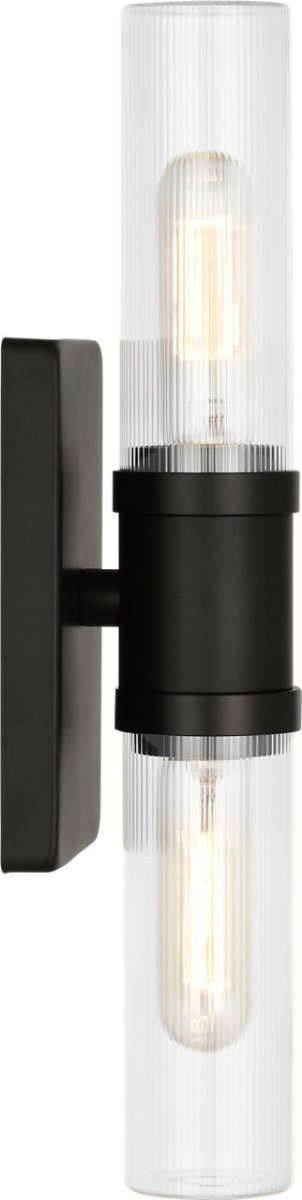 Luminaire de vanité Keaton - Nickel brossé Transparent strié 30" by Visual Comfort Studio | Luminaires & cie
