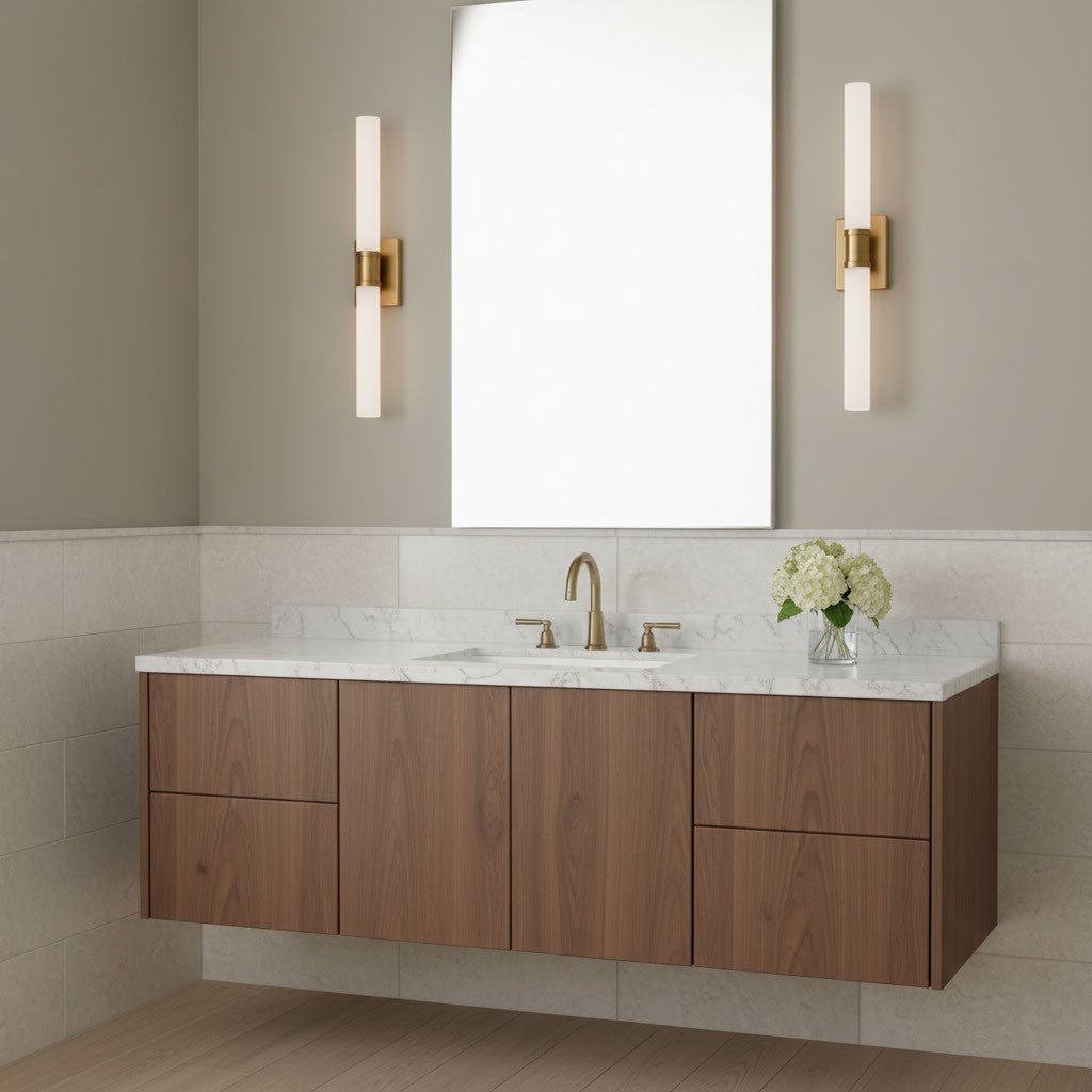 Luminaire de vanité Keaton - Nickel brossé Transparent strié 30" by Visual Comfort Studio | Luminaires & cie