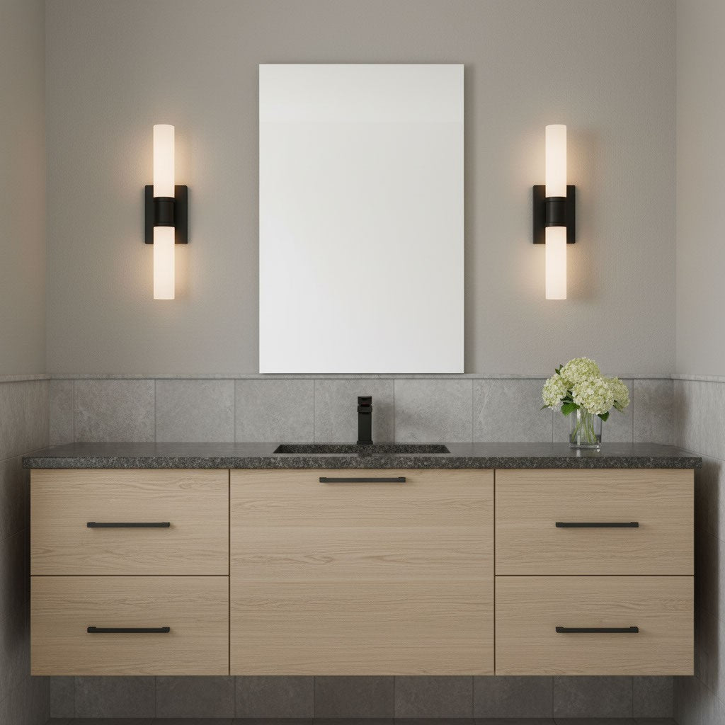 Luminaire de vanité Keaton - Nickel brossé Transparent strié 30" by Visual Comfort Studio | Luminaires & cie