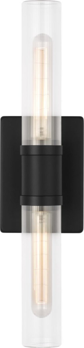 Luminaire de vanité Keaton - Nickel brossé Transparent strié 30" by Visual Comfort Studio | Luminaires & cie