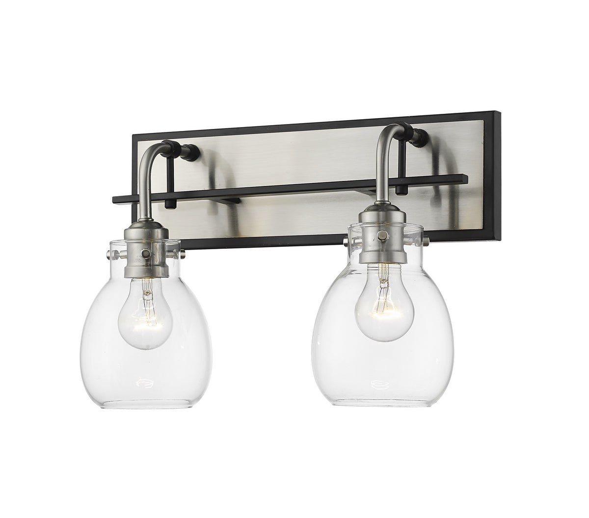 Luminaire de vanité Kraken Noir mat + Nickel brossé, 16" – Z-Lite