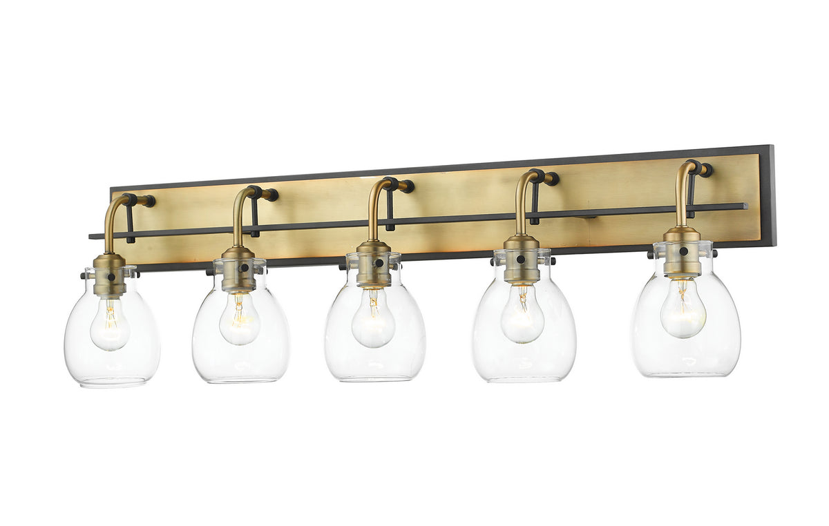 Luminaire de vanité Kraken Noir mat + Laiton vieilli, 38" – Z-Lite