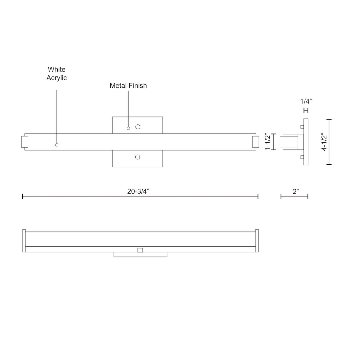 Barre d'éclairage de salle de bain Latitude-Slim 20 3/4" – vue 2