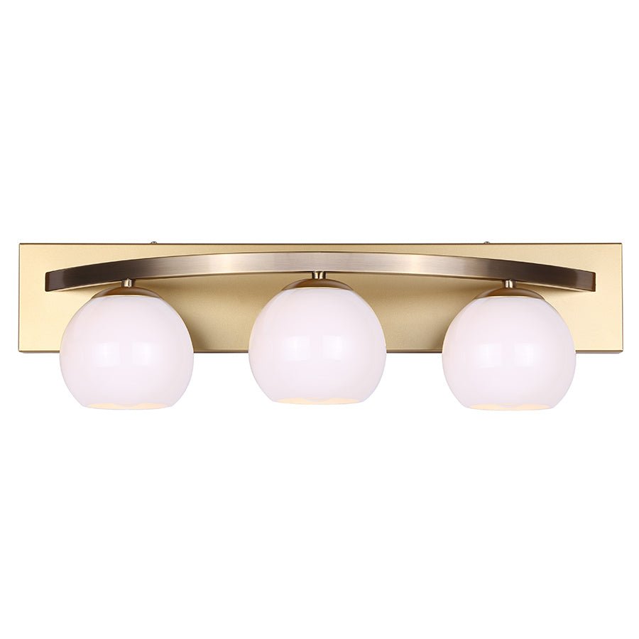 Luminaire de vanité Monroe - 8" Laiton brûlé et blanc Blanc lait by Canarm | Luminaires & cie