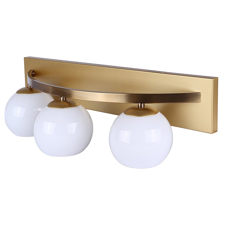Luminaire de vanité Monroe - 8" Laiton brûlé et blanc Blanc lait by Canarm | Luminaires & cie