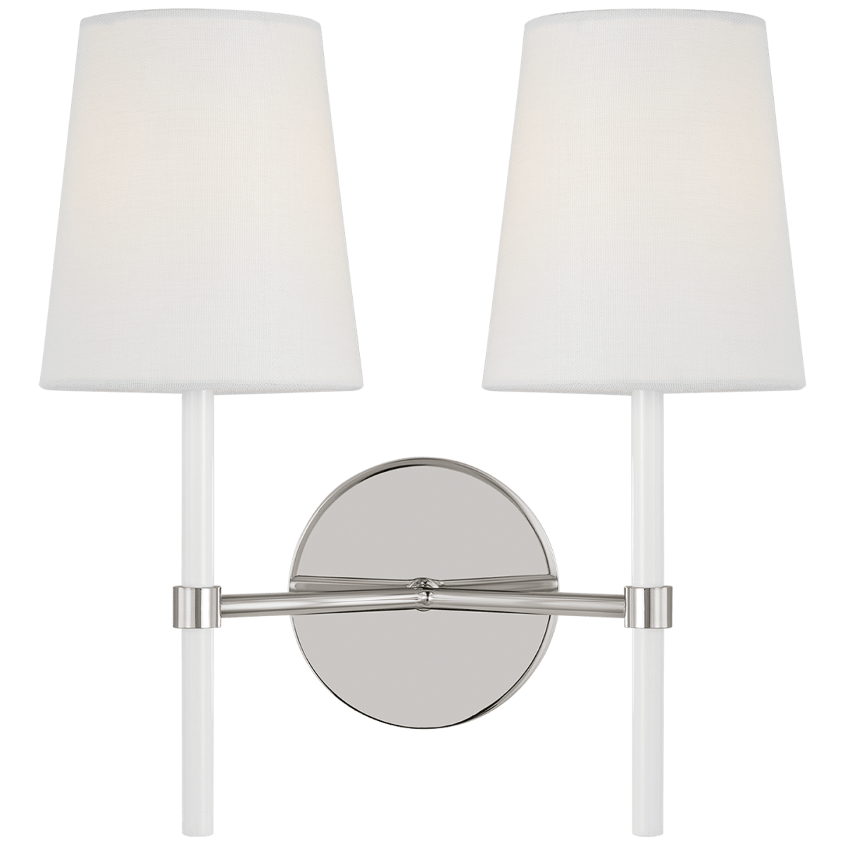 Luminaire de vanité Monroe - Nickel poli et blanc Lin blanc by Visual Comfort Studio | Luminaires & cie