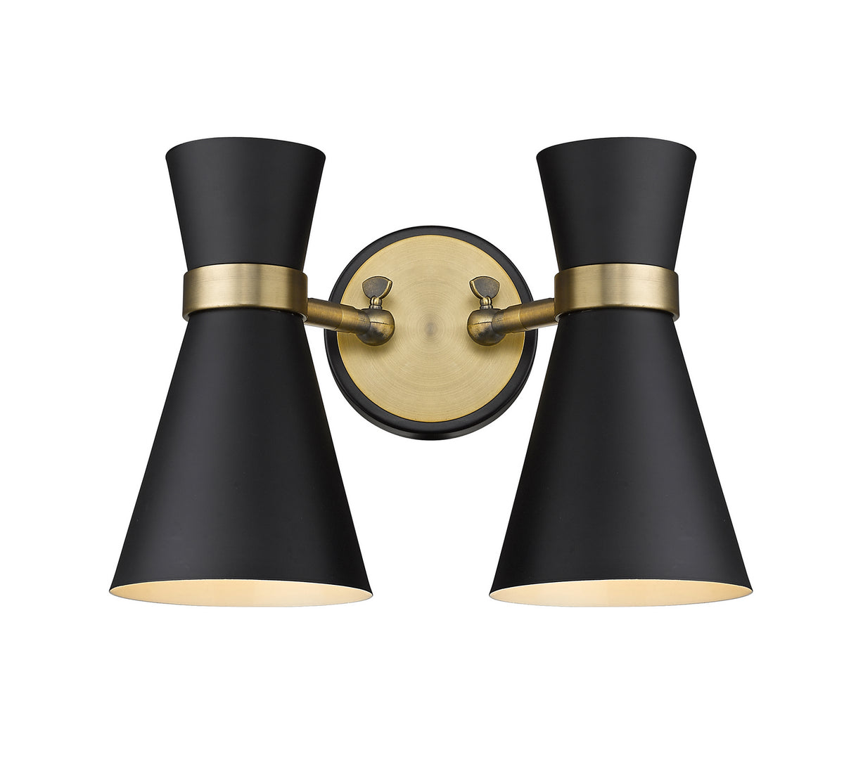 Luminaire de vanité Soriano Noir mat + Laiton patrimoine – Z-Lite