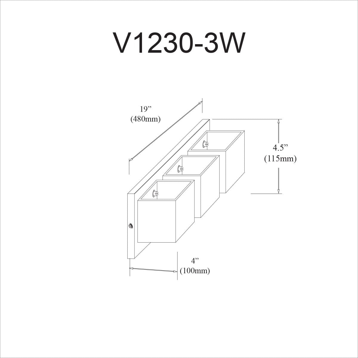 Luminaire de vanité Verona - Noir mat 19" by Dainolite | Luminaires & cie