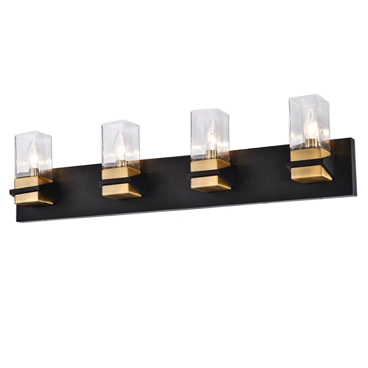 Luminaire de vanité Veronica - Noir mat et Laiton vieilli 32" by Dainolite | Luminaires & cie