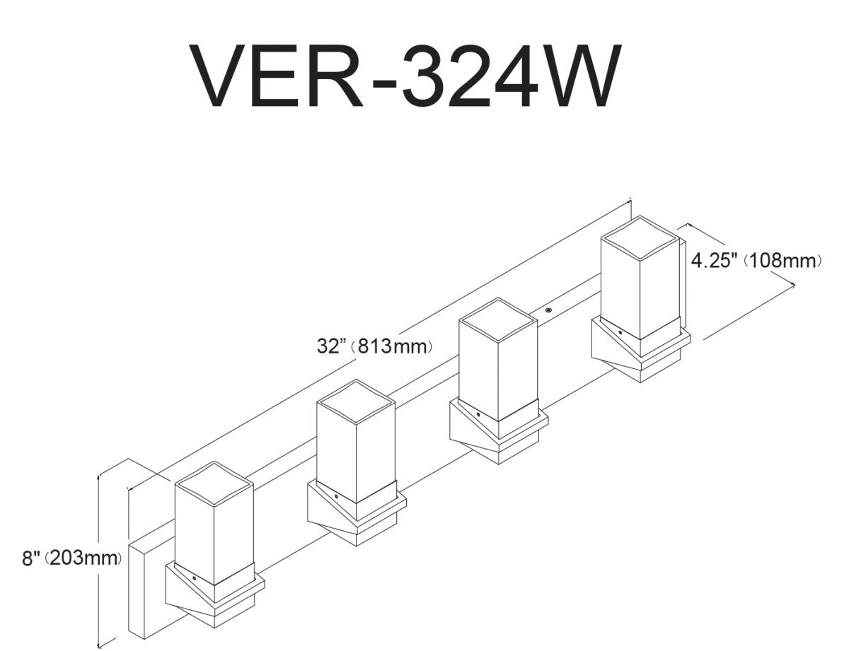 Luminaire de vanité Veronica - Noir mat et Laiton vieilli 32" by Dainolite | Luminaires & cie