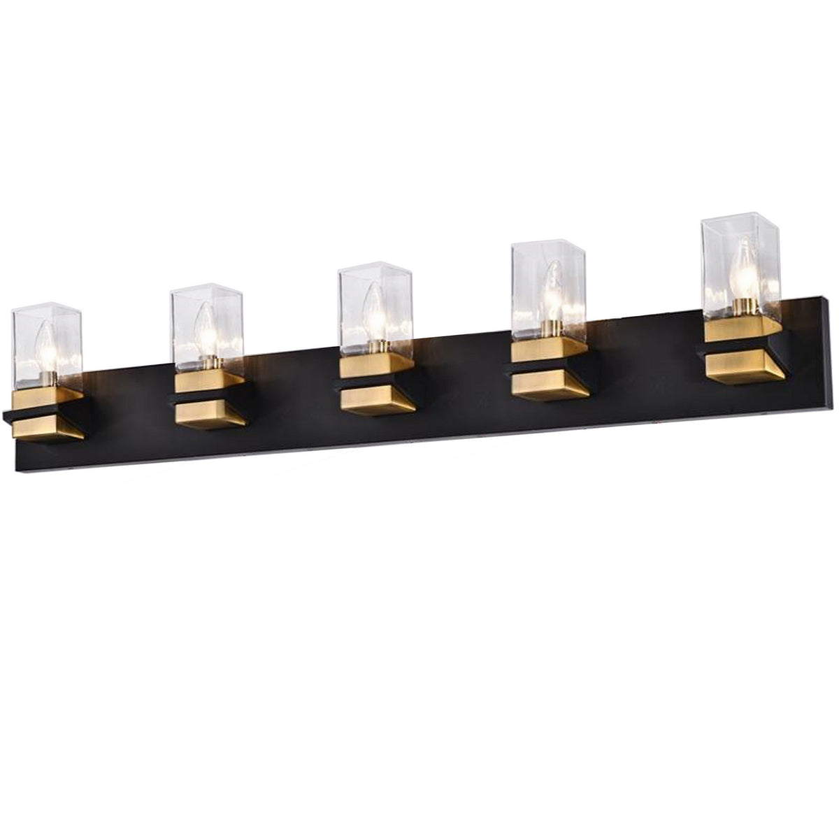 Luminaire de vanité Veronica Noir mat et Laiton vieilli, 40" – Dainolite