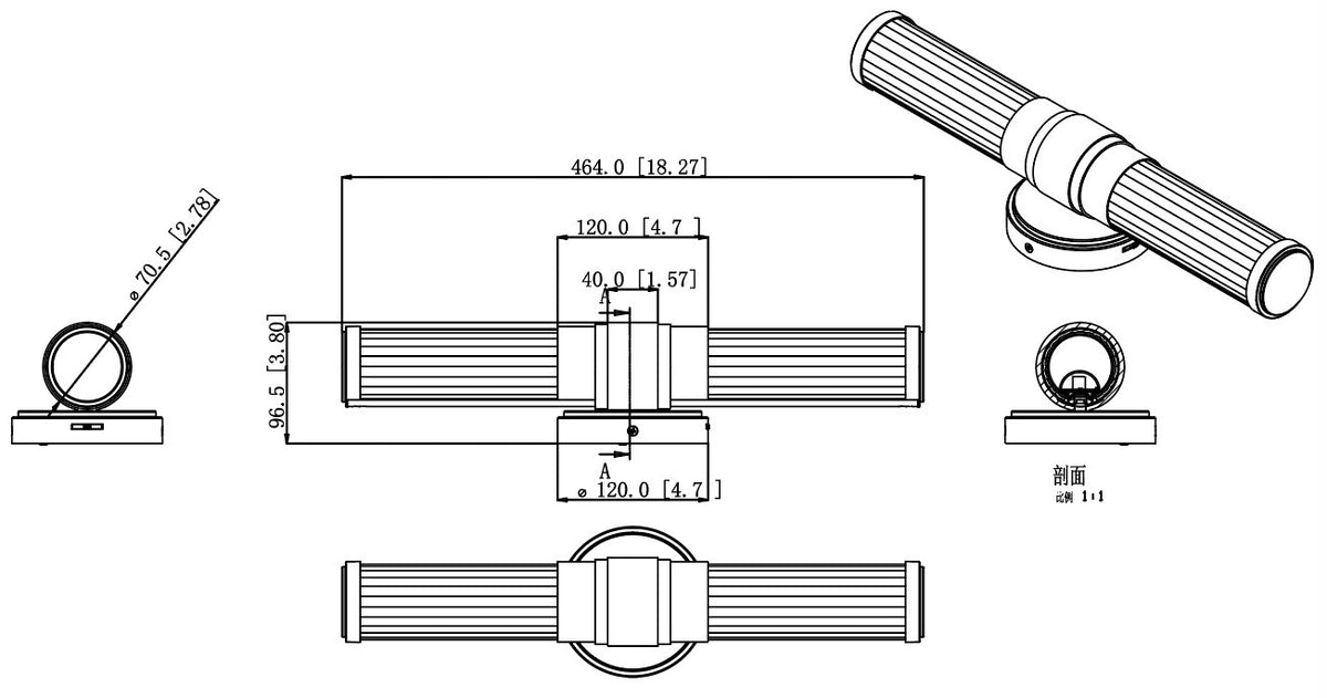 Barre d'éclairage de salle de bain Warwick Nickel brossé, 18 1/2" – vue 6