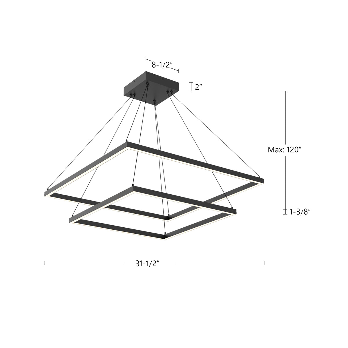 Lustre 2-étage Piazza Or brossé, 31 1/2" – vue 4