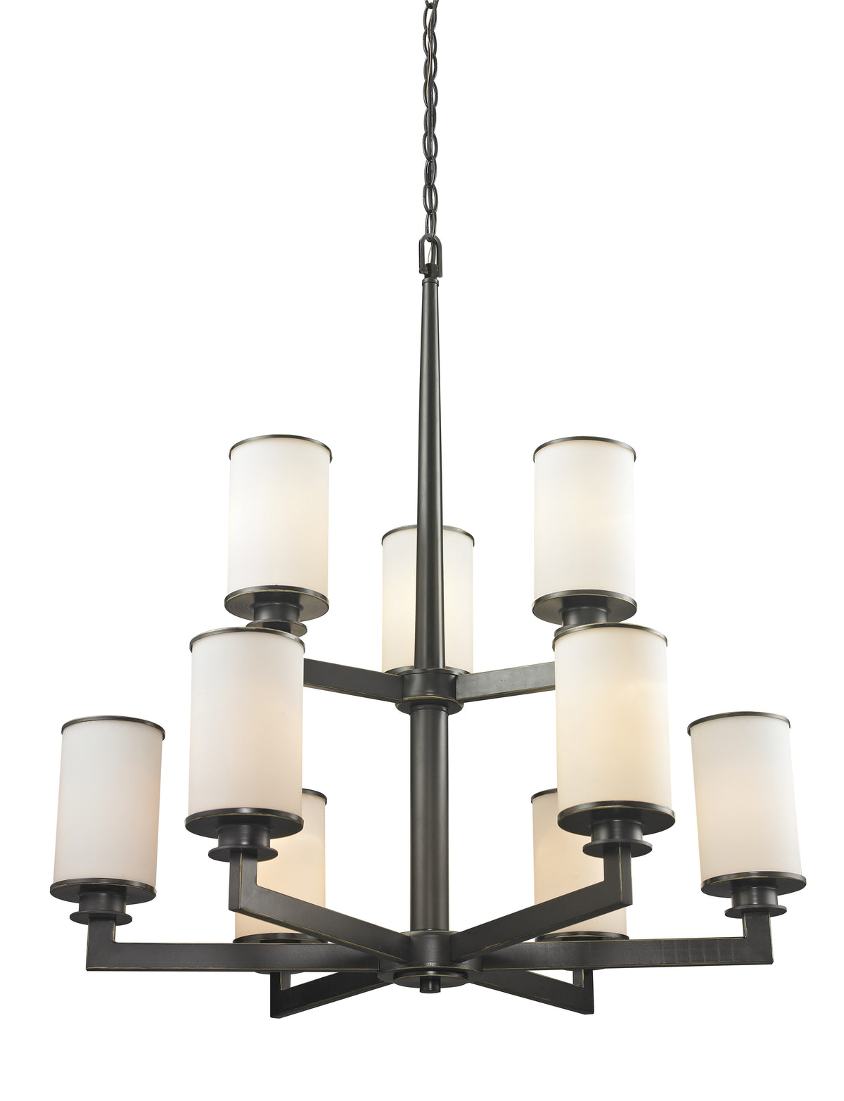 Lustre 2-étages Savannah Bronze vieilli, Opale mate – Z-Lite