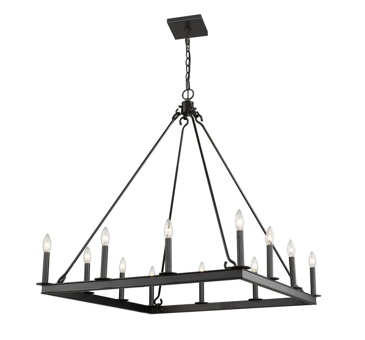 Lustre carré Barclay Noir mat, 34" – Z-Lite