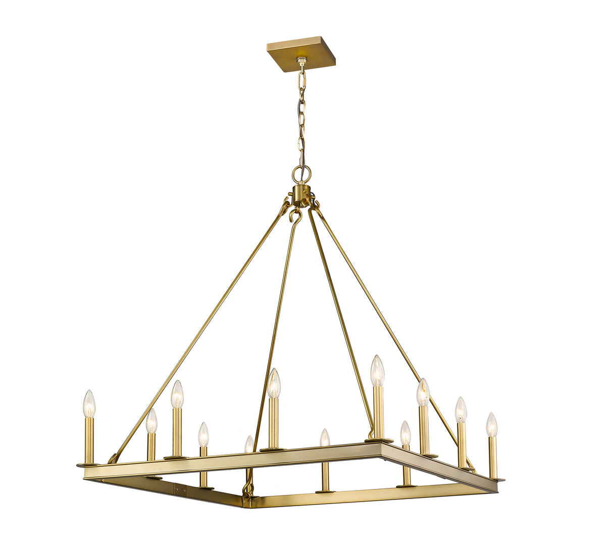 Lustre carré Barclay Laiton ancien, 34" – Z-Lite