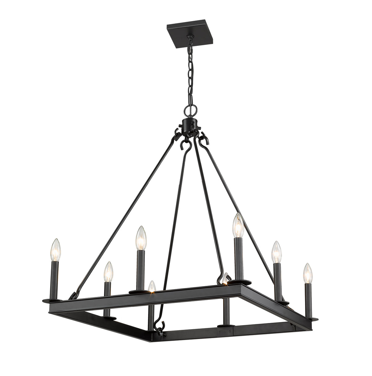 Lustre carré Barclay Noir mat, 26" – Z-Lite