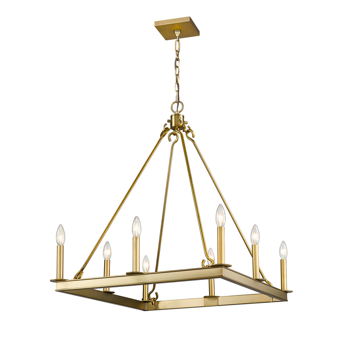 Lustre carré Barclay Laiton ancien, 26" – Z-Lite