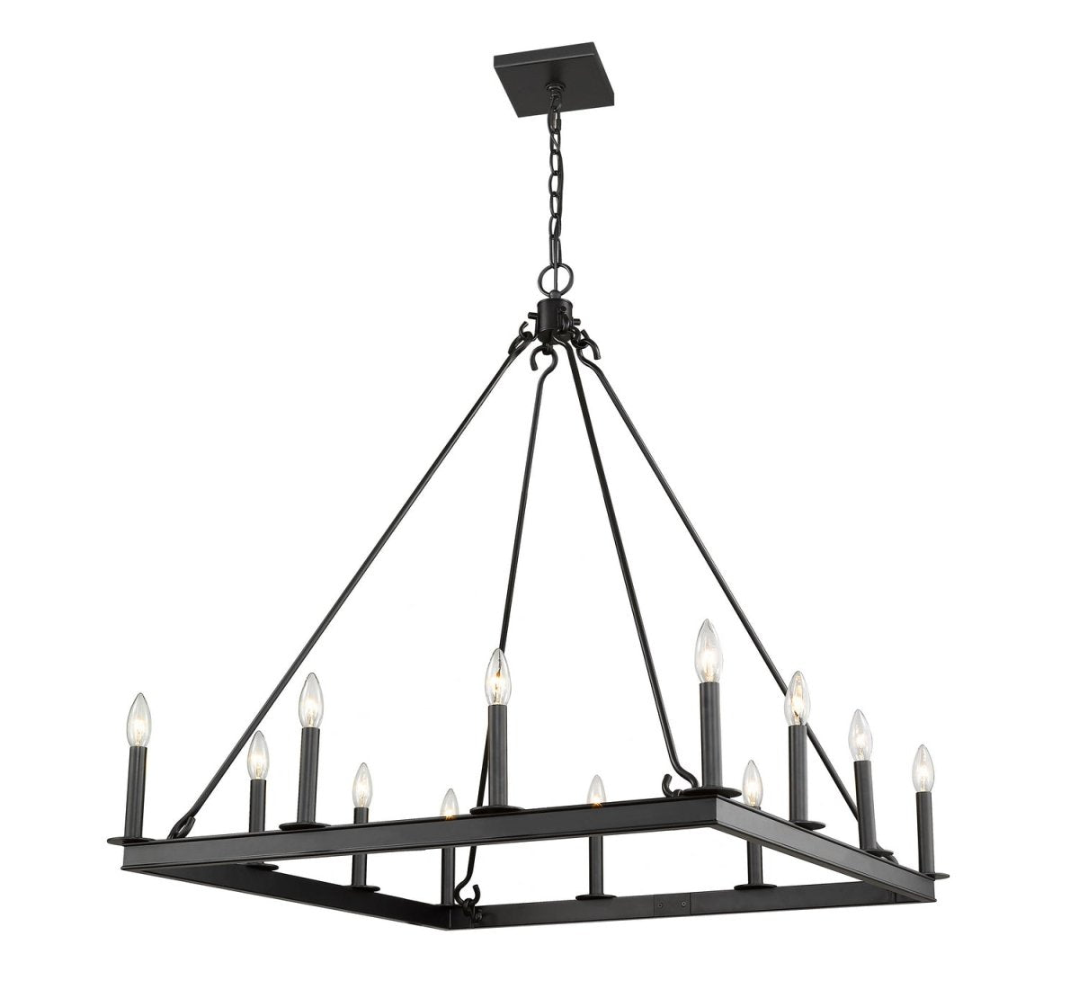 Lustre carré Barclay - Noir mat 34" by Z-Lite | Luminaires & cie