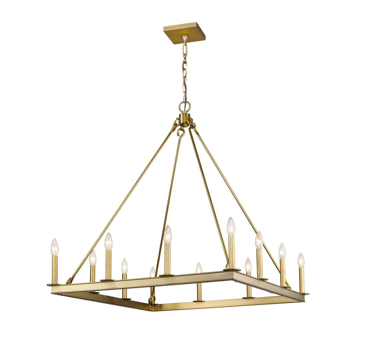Lustre carré Barclay - Laiton ancien 34" by Z-Lite | Luminaires & cie
