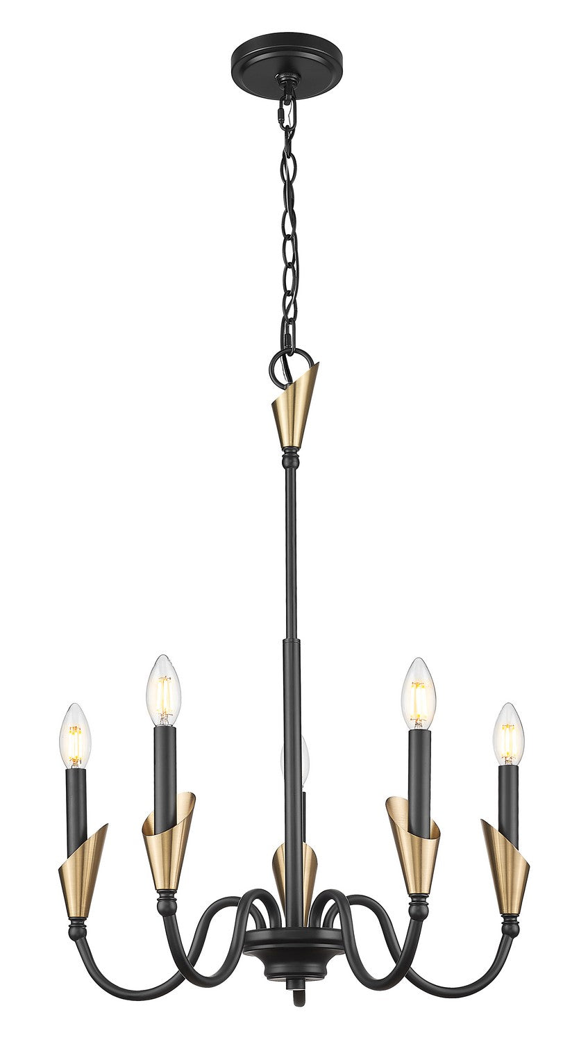 Lustre Claudelle Noir mat + Or moderne, 24" – vue 2