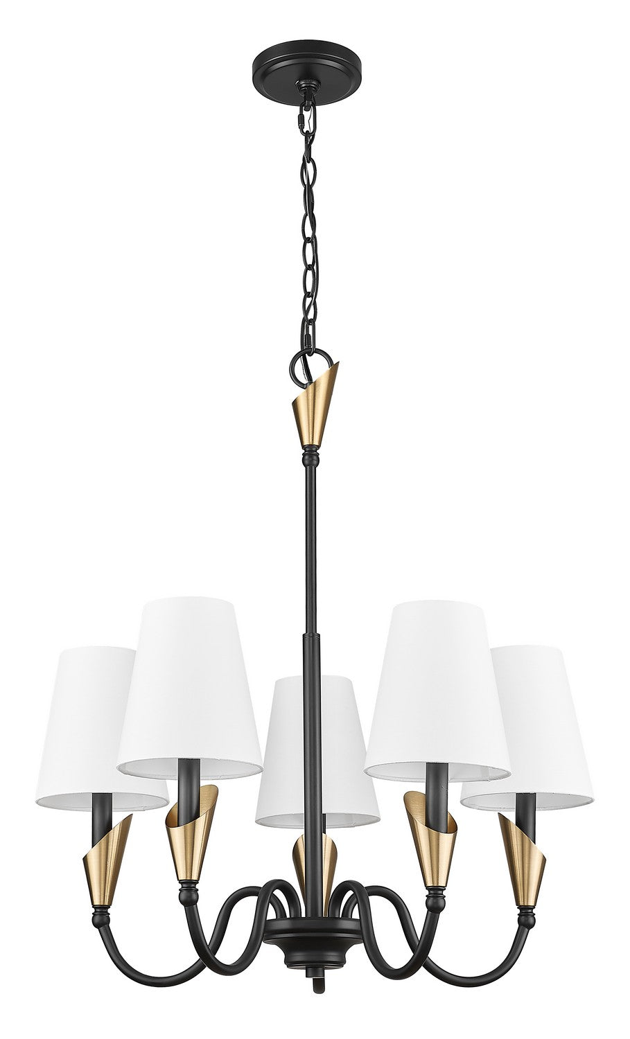 Lustre Claudelle Noir mat + Or moderne, 24" – vue 5