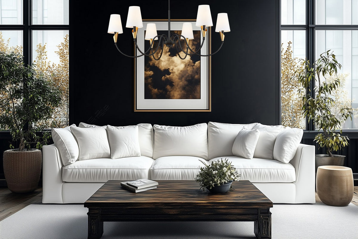 Lustre Claudelle Noir mat + Or moderne, 46" – vue 6