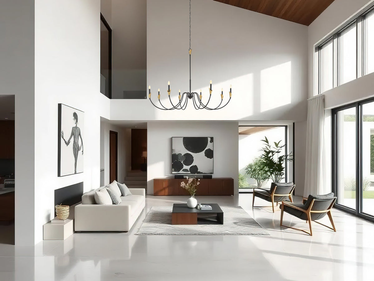 Lustre Claudelle Noir mat + Or moderne, 65" – vue 6