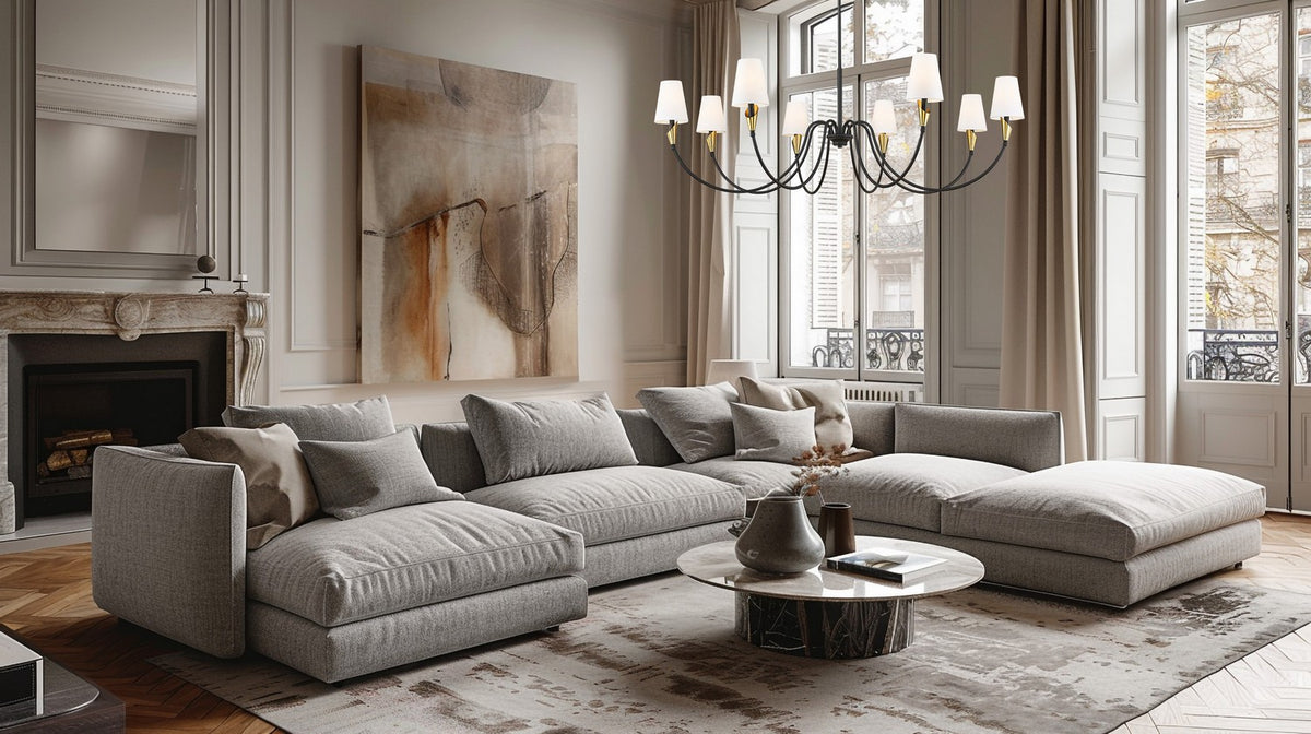 Lustre Claudelle Noir mat + Or moderne, 65" – vue 7