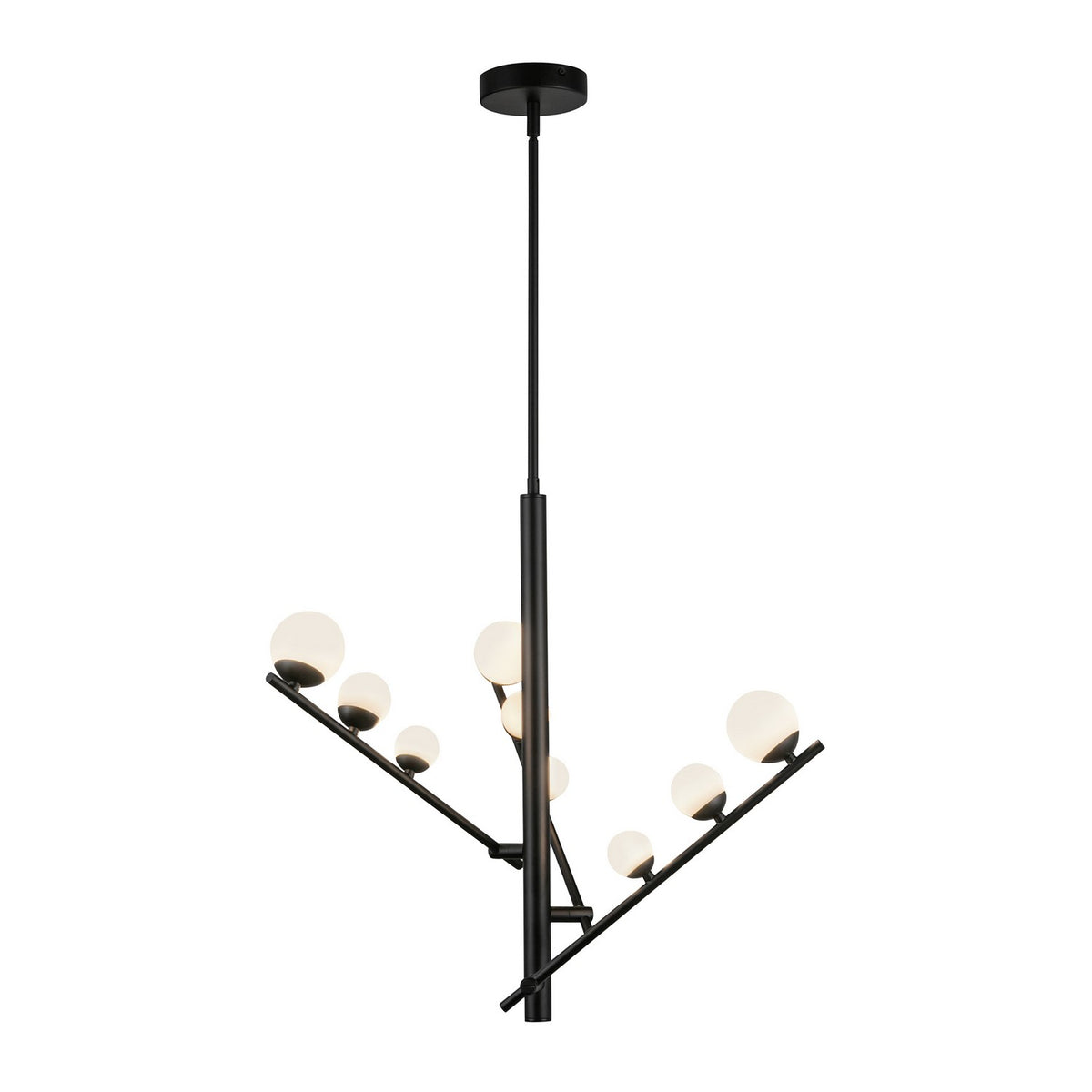Lustre Cypress Noir / Verre opale, 19" – vue 3