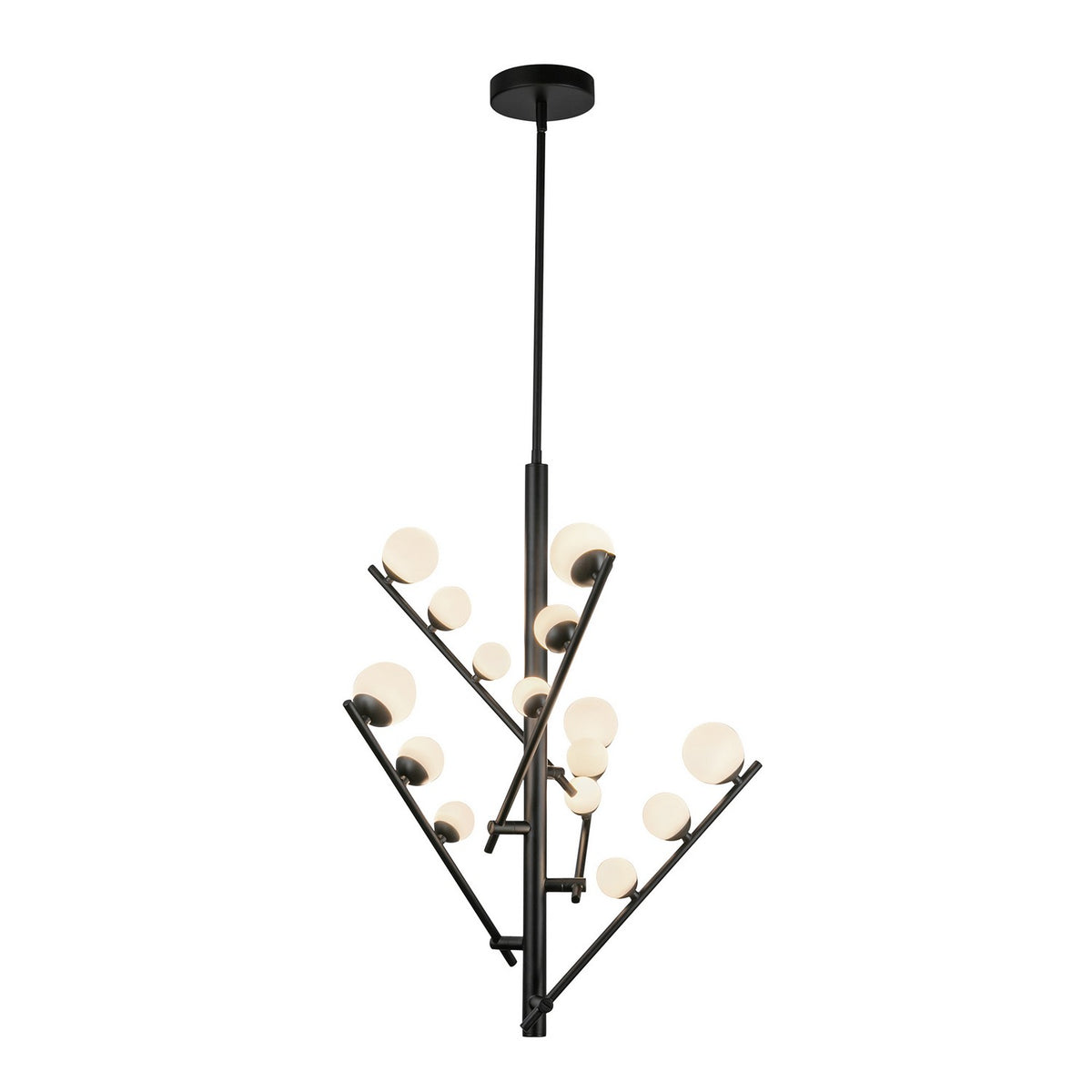 Lustre Cypress Noir / Verre opale, 18" – vue 3