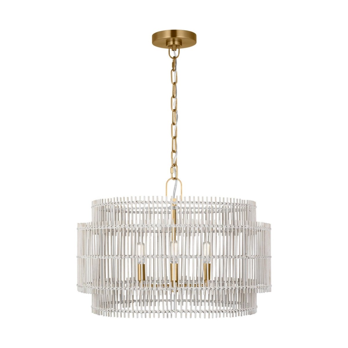 Lustre Elio - Bambou naturel teint blanc 23" by Visual Comfort Studio | Luminaires & cie