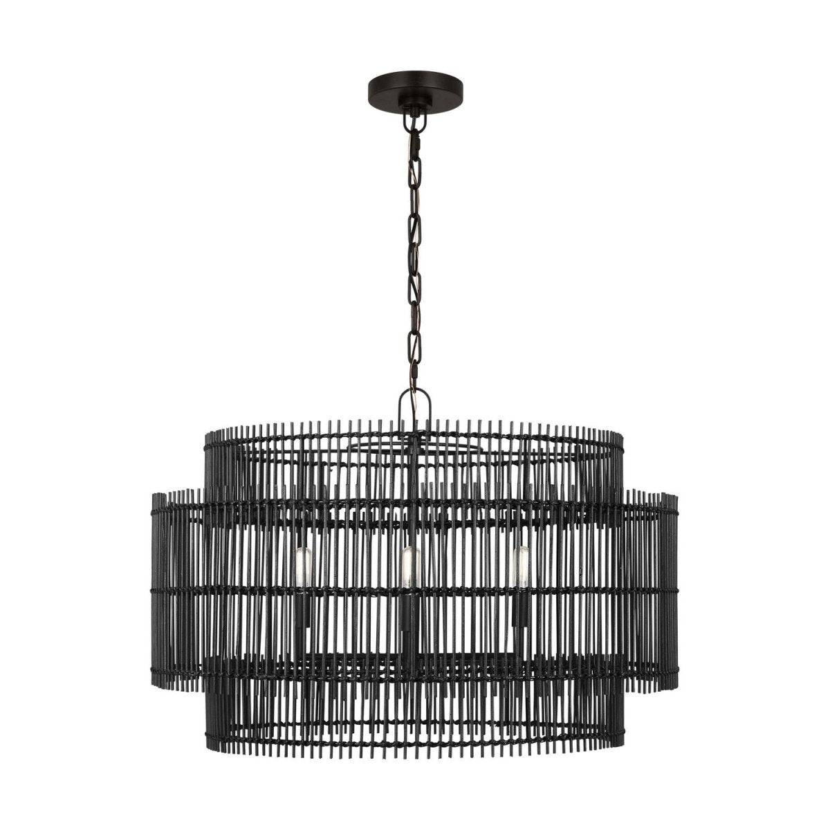 Lustre Elio - Bambou naturel noir 30" by Visual Comfort Studio | Luminaires & cie