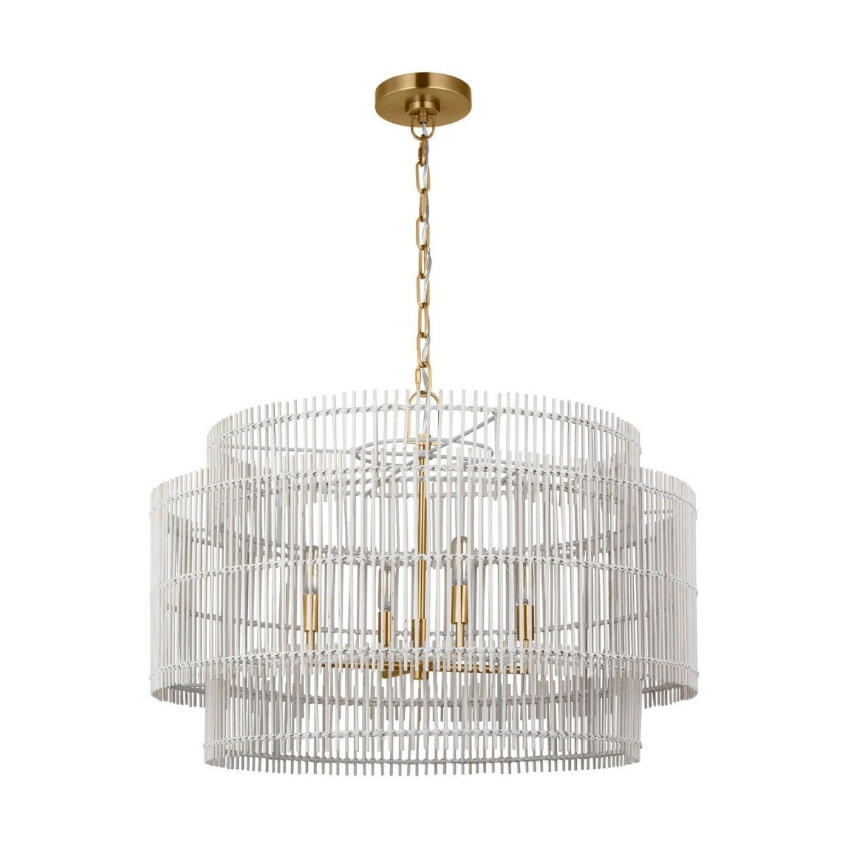 Lustre Elio - Bambou naturel teint blanc 30" by Visual Comfort Studio | Luminaires & cie