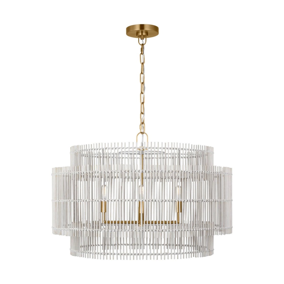 Lustre Elio - Bambou naturel teint blanc 30" by Visual Comfort Studio | Luminaires & cie