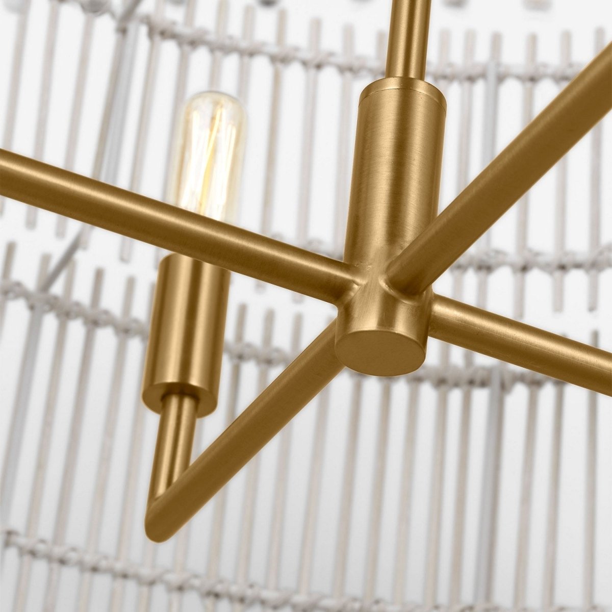 Lustre Elio - Bambou naturel teint blanc 30" by Visual Comfort Studio | Luminaires & cie
