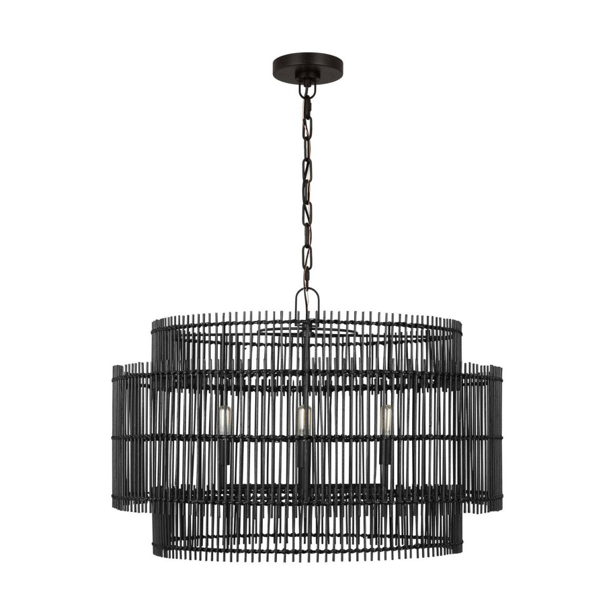 Lustre Elio - Bambou naturel teint blanc 30" by Visual Comfort Studio | Luminaires & cie
