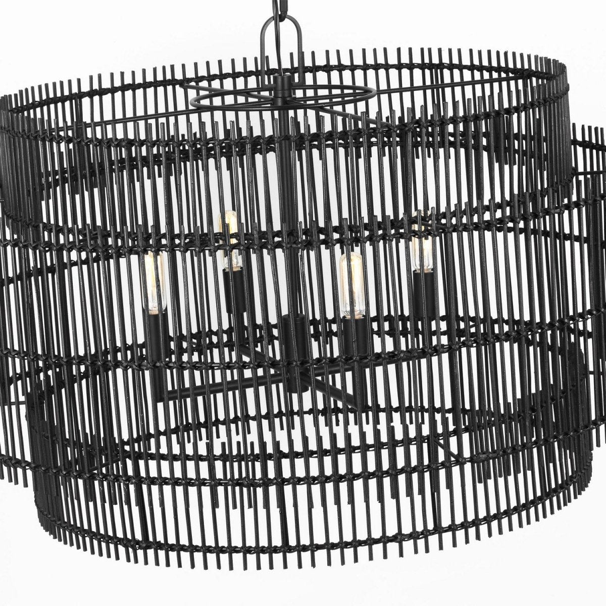 Lustre Elio - Bambou naturel teint blanc 30" by Visual Comfort Studio | Luminaires & cie
