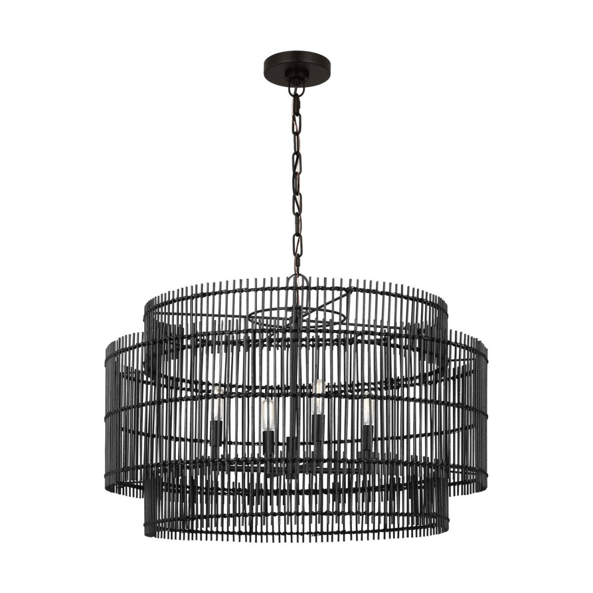 Lustre Elio - Bambou naturel teint blanc 30" by Visual Comfort Studio | Luminaires & cie