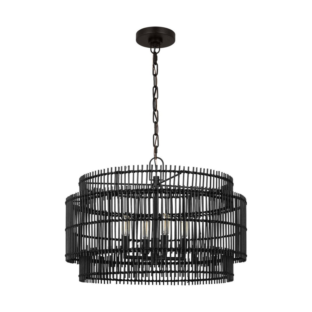 Lustre Elio - Bambou naturel teint blanc 30" by Visual Comfort Studio | Luminaires & cie