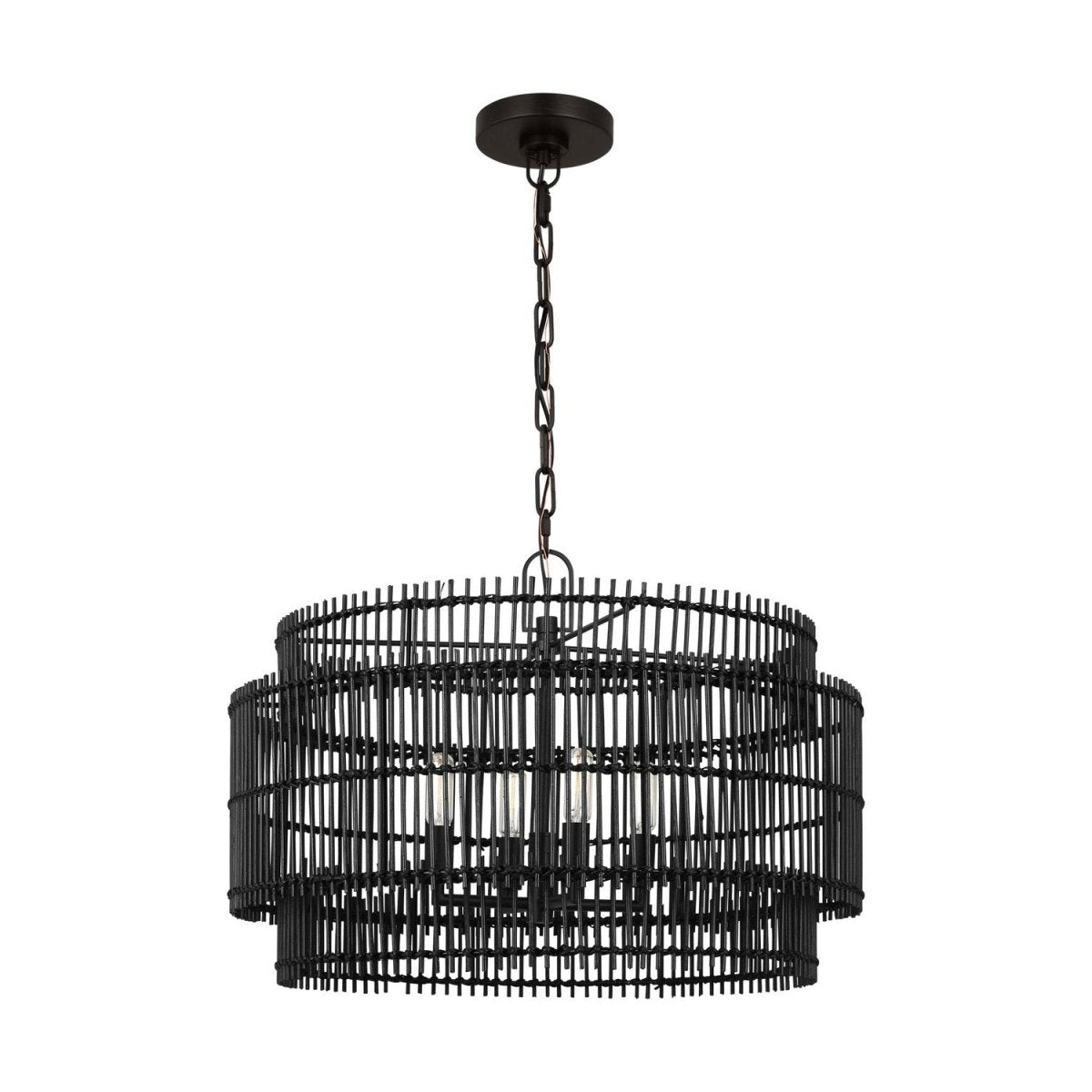 Lustre Elio - Bambou naturel teint blanc 30" by Visual Comfort Studio | Luminaires & cie