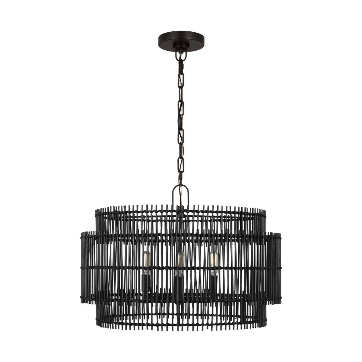 Lustre Elio - Bambou naturel teint blanc 30" by Visual Comfort Studio | Luminaires & cie
