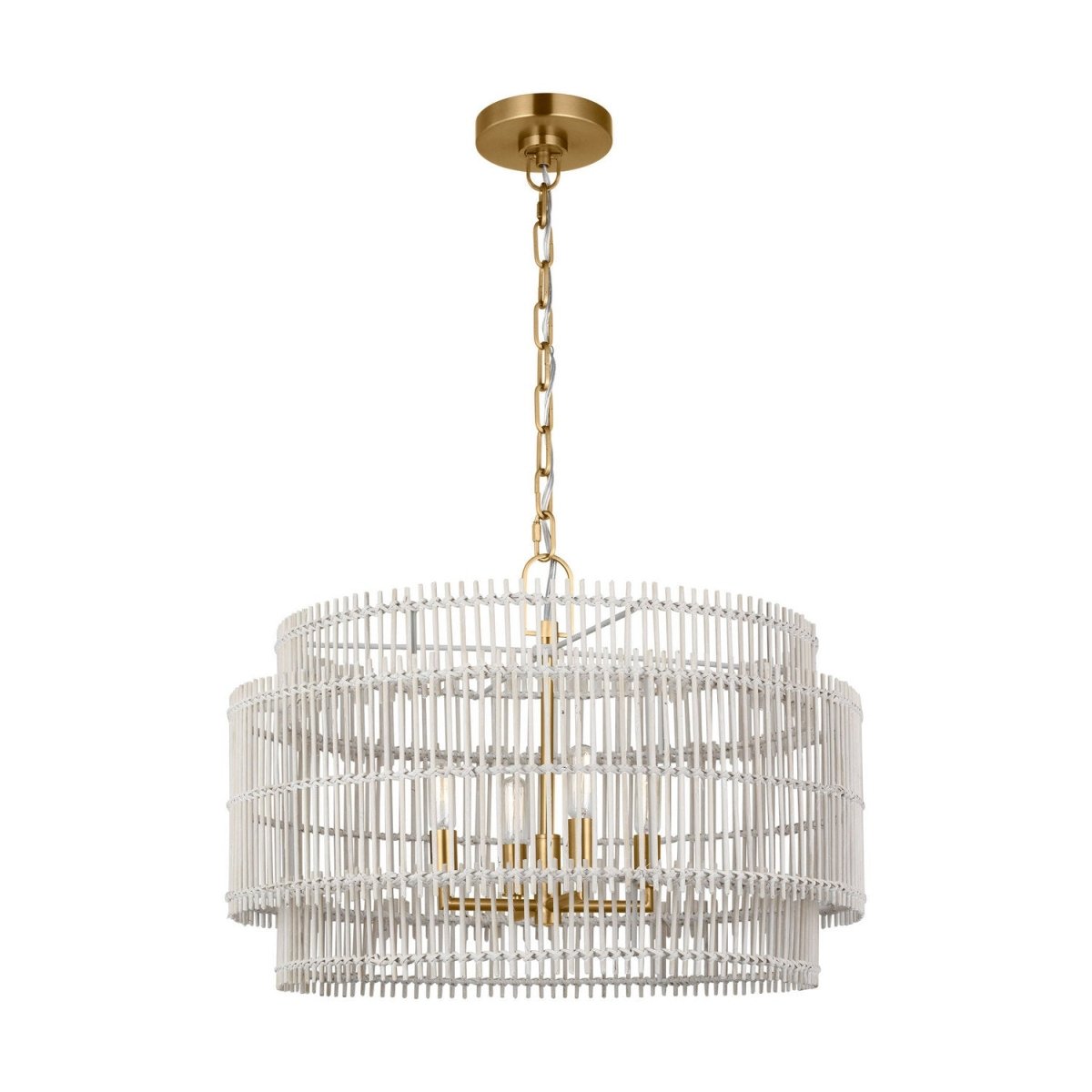 Lustre Elio - Bambou naturel teint blanc 30" by Visual Comfort Studio | Luminaires & cie