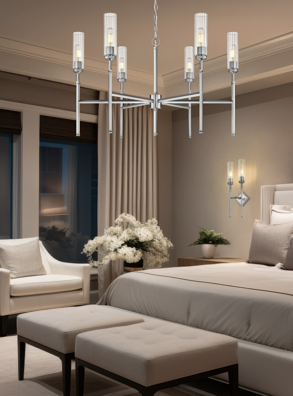 Lustre Esme Nickel brossé, nombre ampoules 6 – vue 8